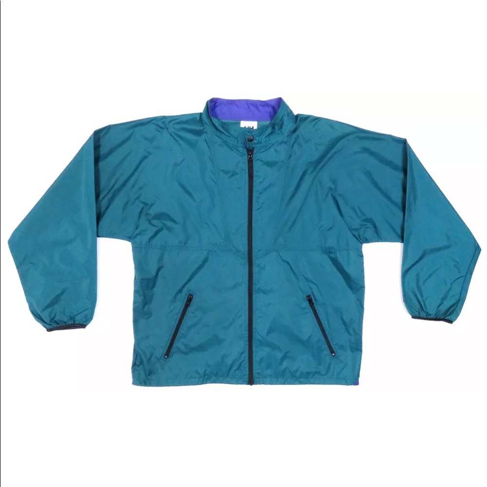 Vintage Helly Hansen Green Rain Wind Mens Full Zip Windbreaker Jacket S